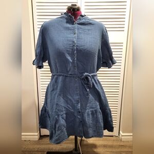 NWT Gap Crinkle Gauze Denim Mini Dress - XXL